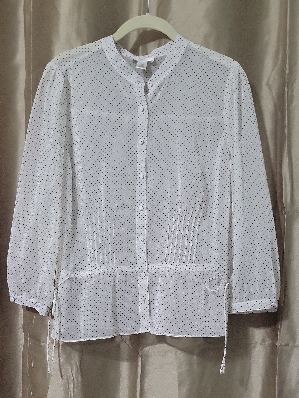 Sheer Blouse w/ Mini Polka Dots